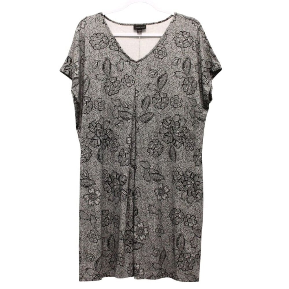 J Jill Wearever Collection Dress Large Petite Floral Stretch Preppy Casual